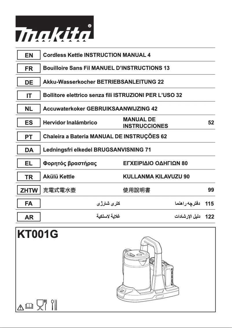 Page 1 de la notice Manuel utilisateur Makita KT001GZ
