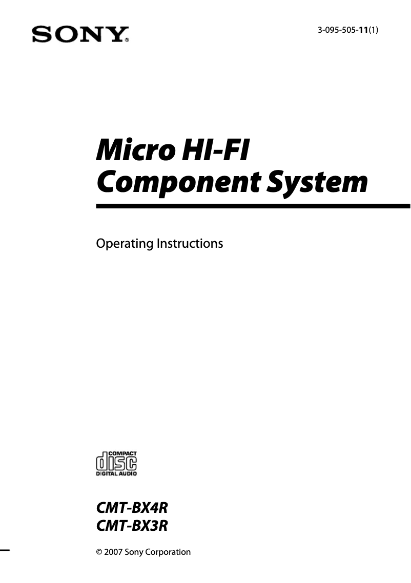 Page n°1 - Manuel utilisateur Sony CMT-BX3R