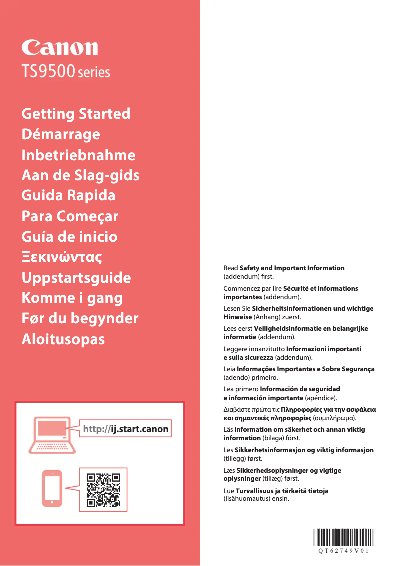 Image de la première page du manuel de l'appareil Pixma TS9540