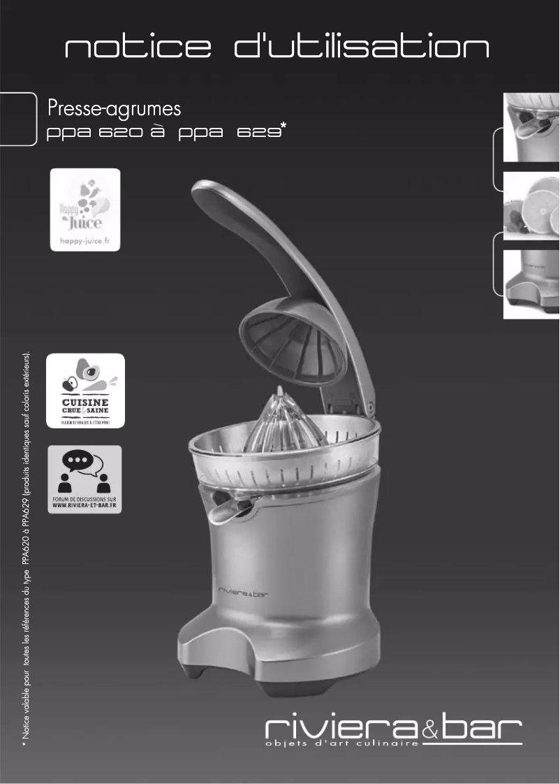 Page 1 de la notice Manuel utilisateur Riviera & Bar PPA 627