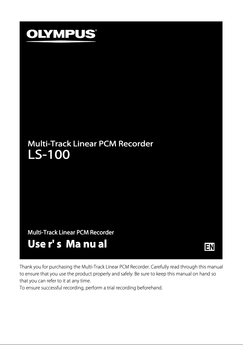Page 1 de la notice Manuel utilisateur Olympus LS-100