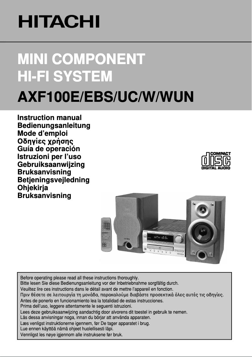 Page n°1 - Manuel utilisateur Hitachi AXF100UC