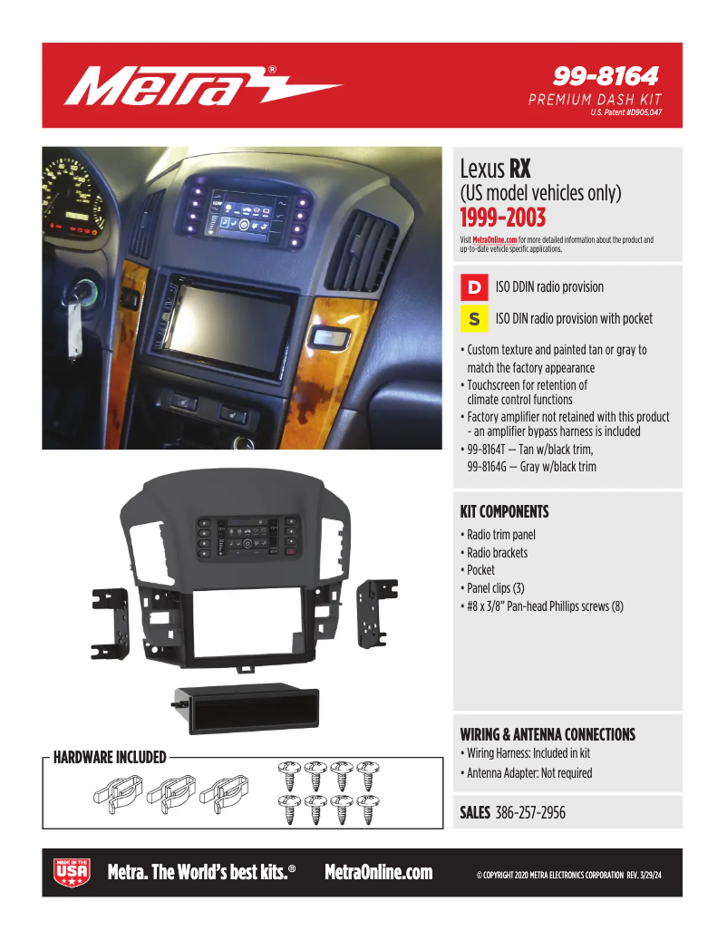 Page 1 de la notice Fiche technique AXESS 99-8164T