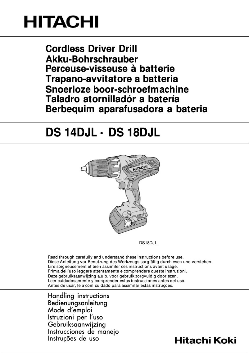 Page 1 de la notice Manuel utilisateur Hitachi DS18DJL