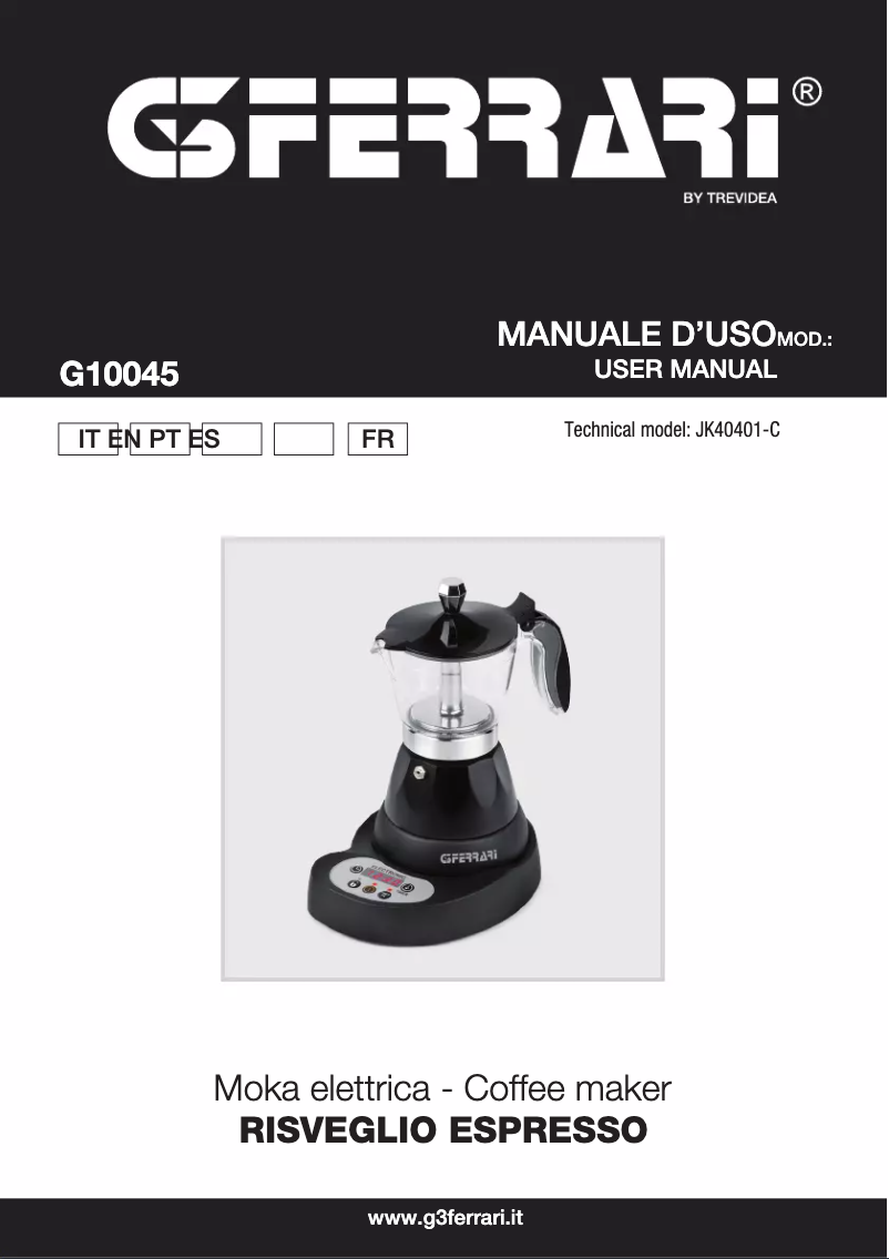 Page n°1 - Manuel utilisateur G3 Ferrari Risveglio espresso G10045