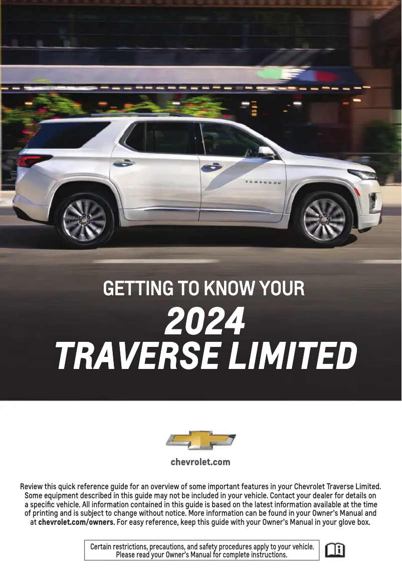 Page 1 de la notice Guide de démarrage rapide Chevrolet Traverse Limited (2024)