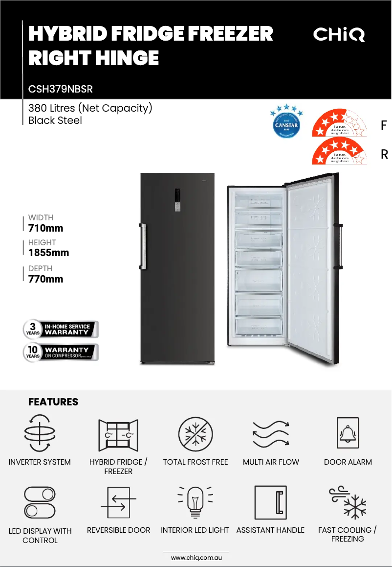 Página 1 del manual Ficha técnica CHiQ CSH379NBSR