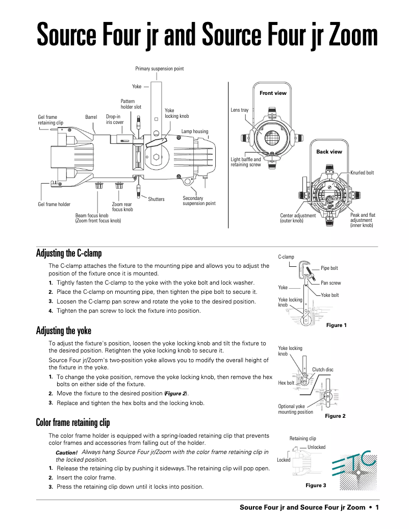 Image de la première page du manuel de l'appareil Source Four jr