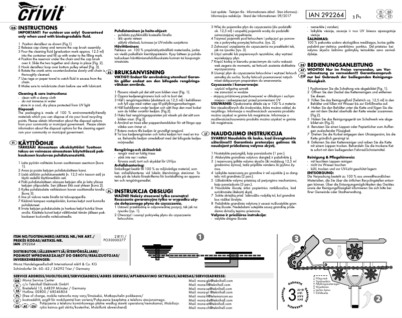 Page 1 de la notice Manuel utilisateur Crivit IAN 292264