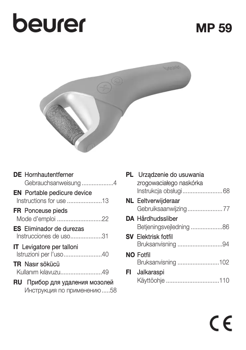 Page n°1 - Manuel utilisateur Beurer MP 59