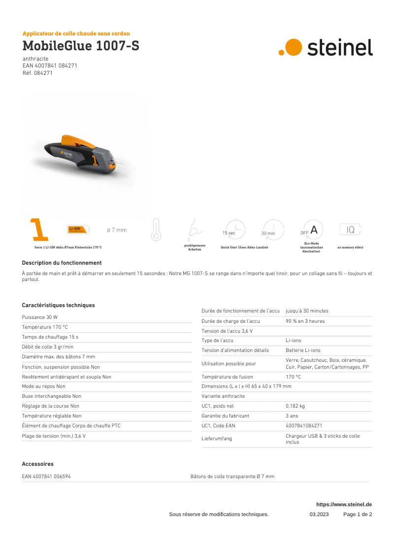 Image de la première page du manuel de l'appareil MobileGlue 1007