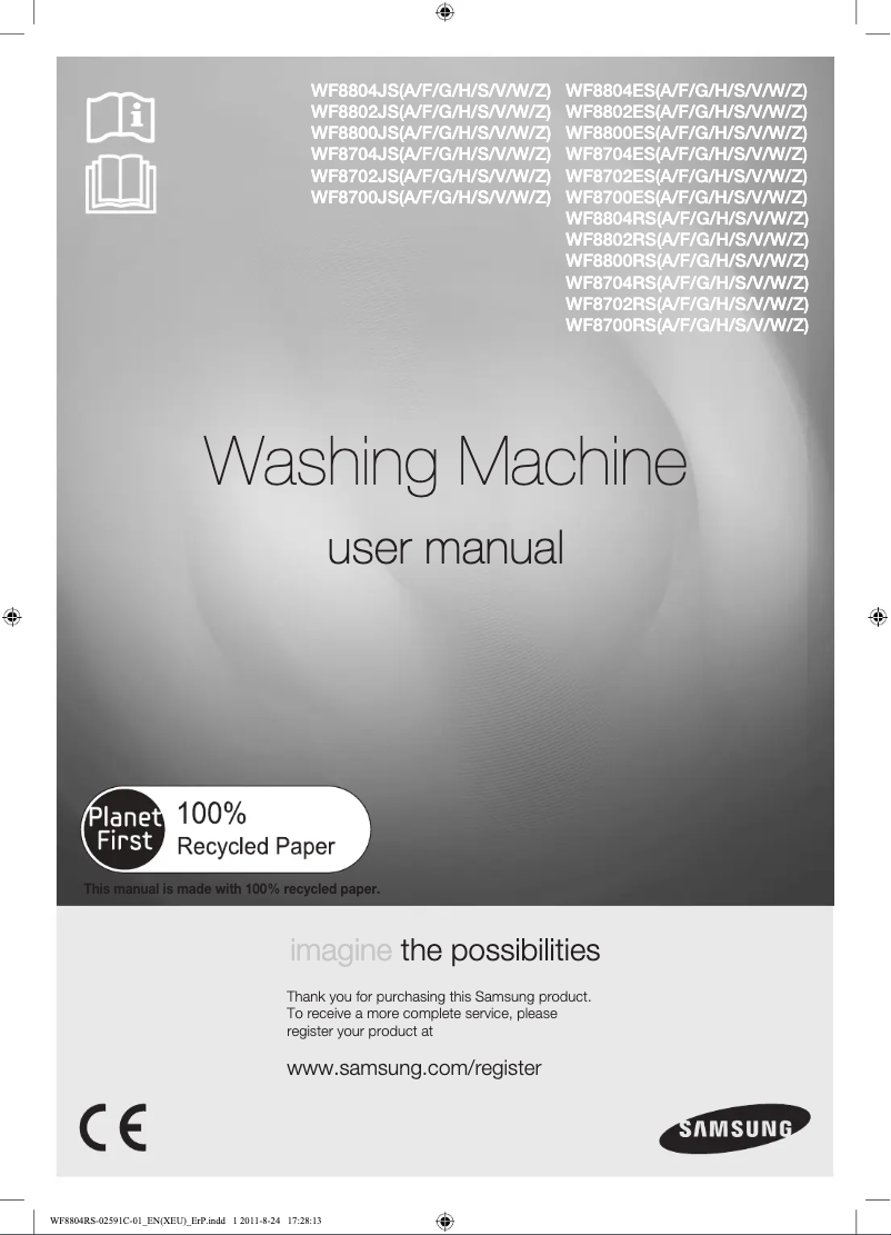 Page 1 de la notice Manuel utilisateur Samsung WF8804RSS