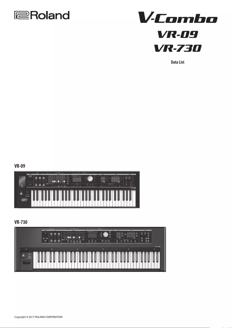 Page n°1 - Fiche technique Roland V-Combo VR-09