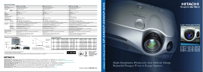 Image de la première page du manuel de l'appareil CP-X445W