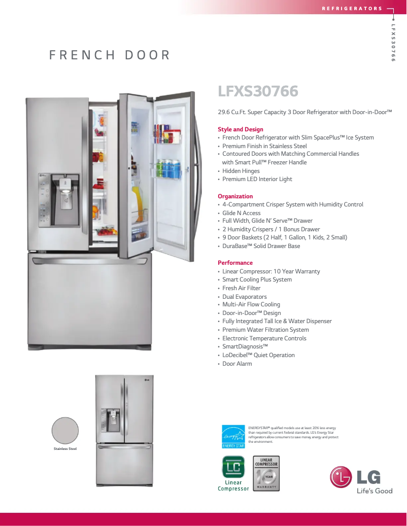 Página 1 del manual Ficha técnica LG LFXS30766S