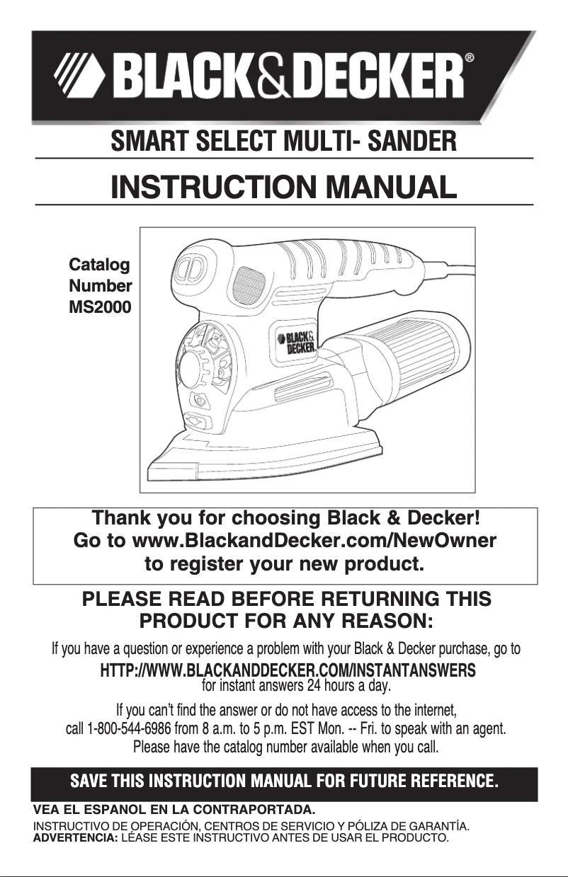 Page n°1 - Manuel utilisateur Black & Decker MS2000