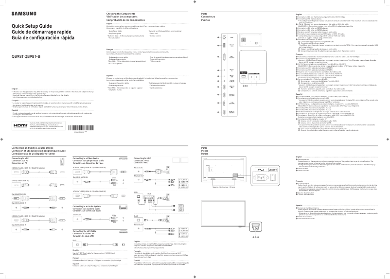 Page 1 de la notice Manuel utilisateur Samsung QB98T