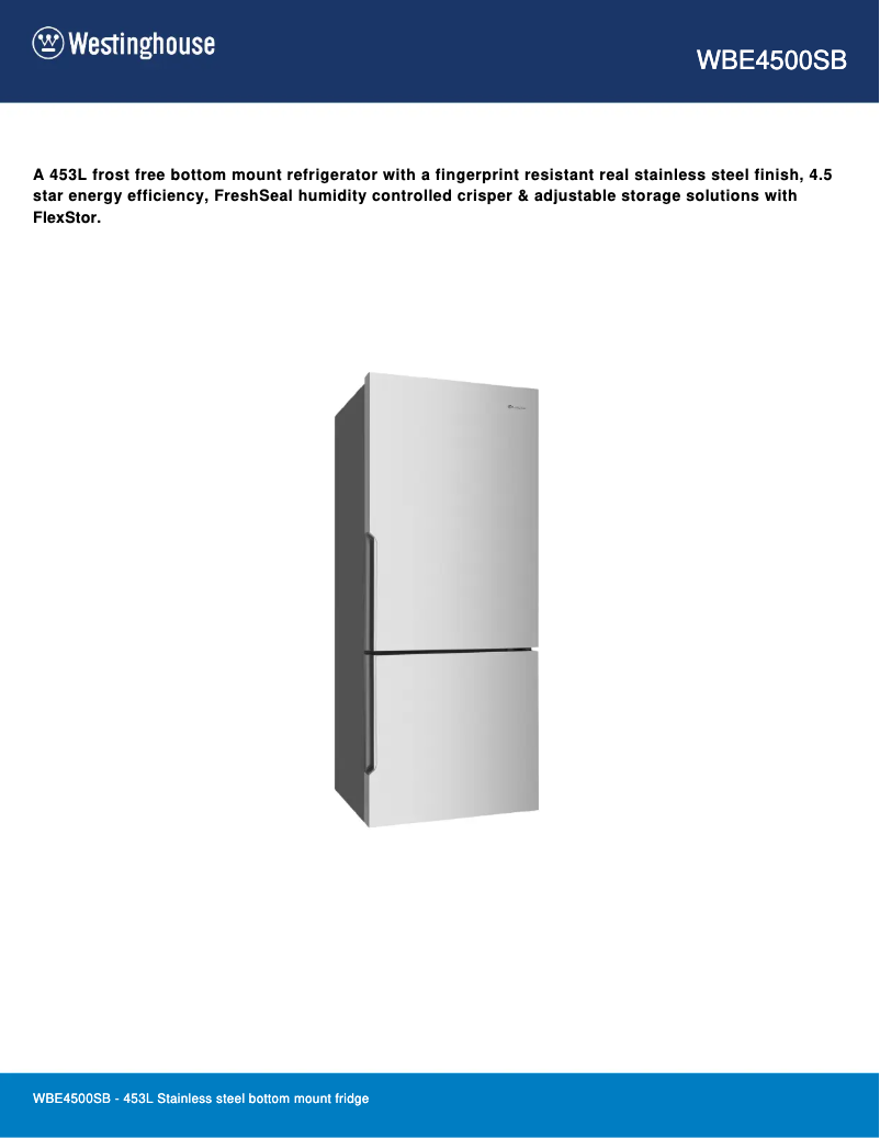 Image de la première page du manuel de l'appareil WBE4500SB