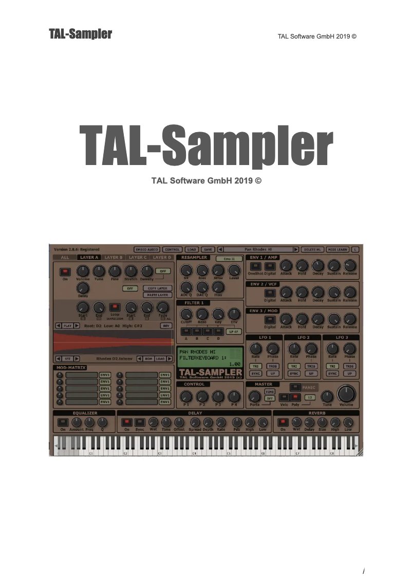 Page n°1 - Manuel utilisateur TAL Software TAL-Sampler