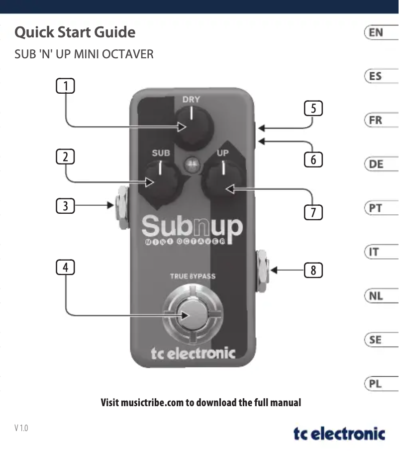 Page 1 de la notice Guide de démarrage rapide TC Electronic Sub'N'Up Mini Octaver