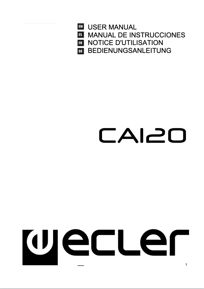 Page 1 of the manual User Manual Ecler CA120