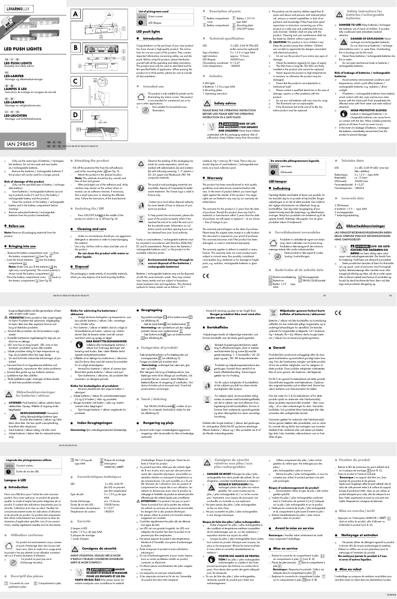 Page 1 de la notice Manuel utilisateur Livarno Lux IAN 298695