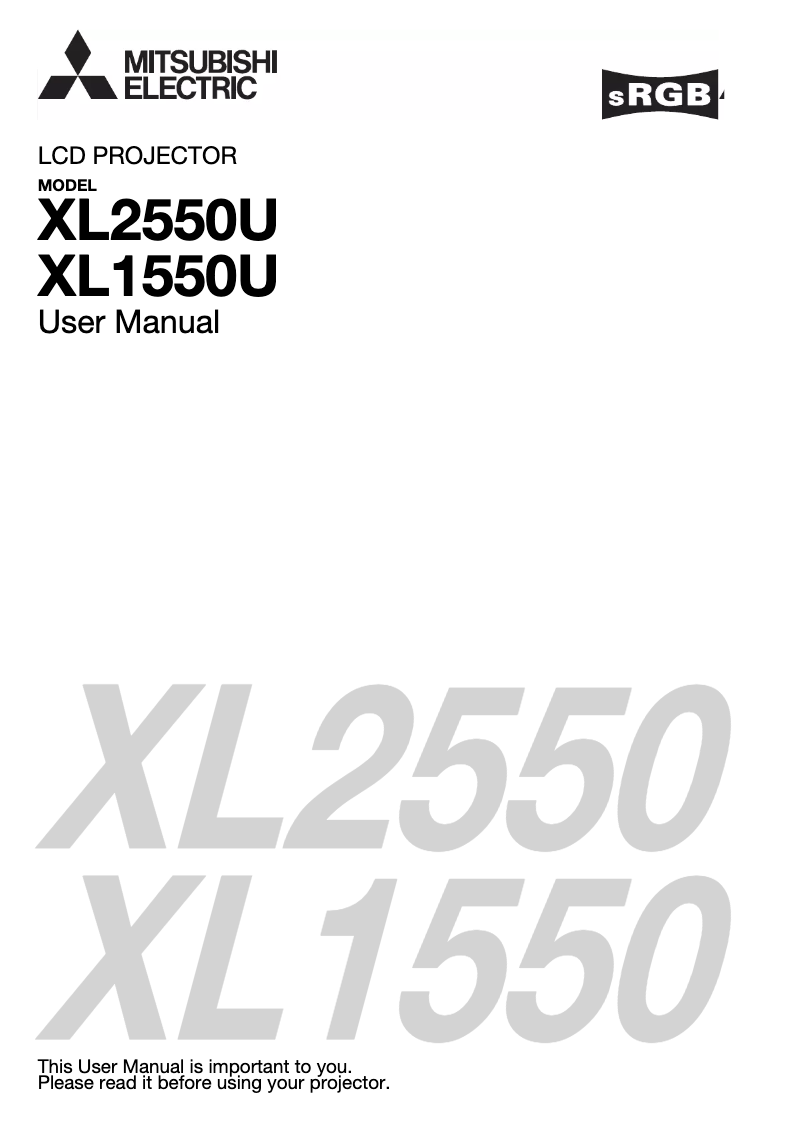 Page 1 de la notice Manuel utilisateur Mitsubishi XL1550U