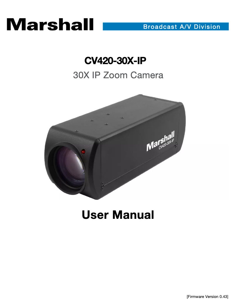 Page 1 de la notice Manuel utilisateur Marshall CV420-30X-IP