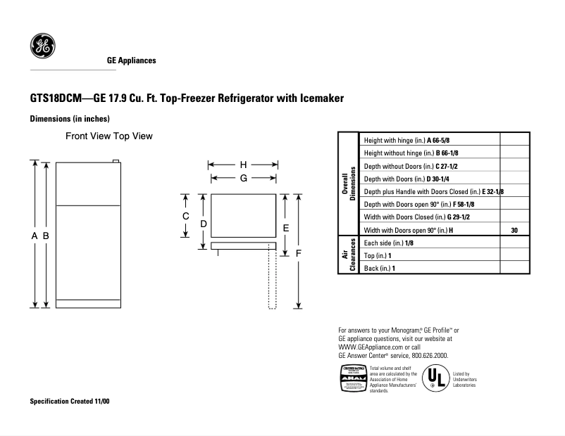 Imagen de la primera página del manual del dispositivo GTS18DCMRAA