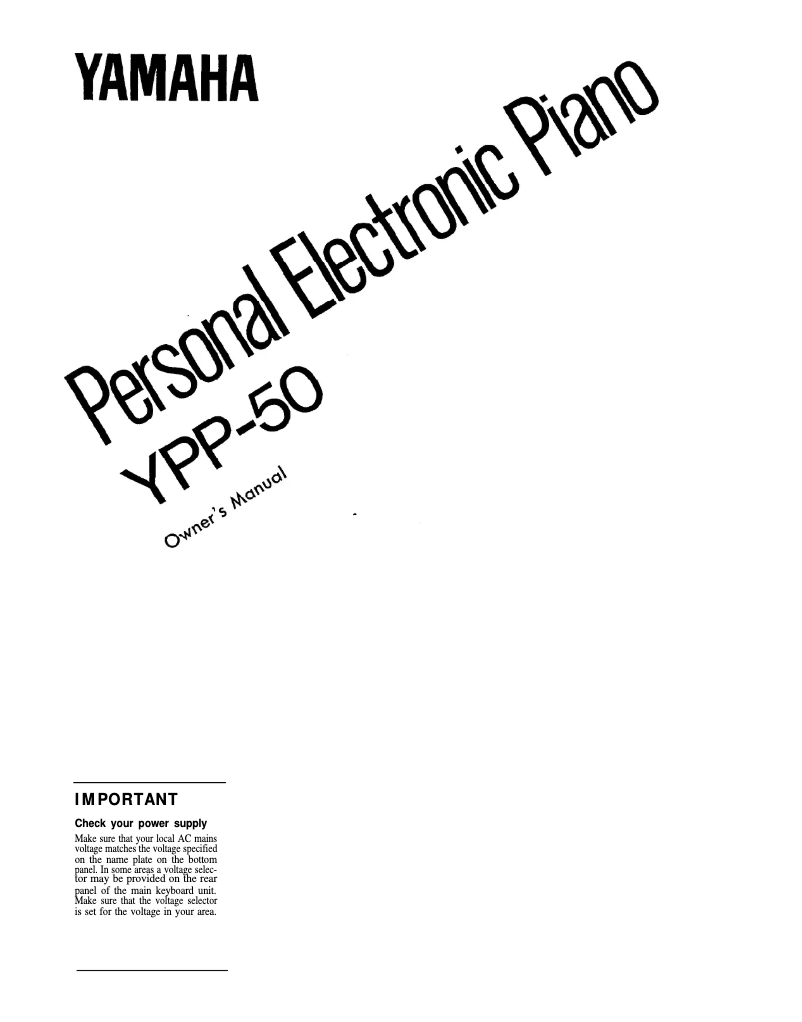 Page 1 de la notice Manuel utilisateur Yamaha YPP-50