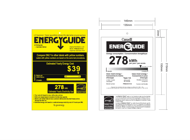 Page n°1 - Label énergétique Zephyr Presrv PRPB24C01BG