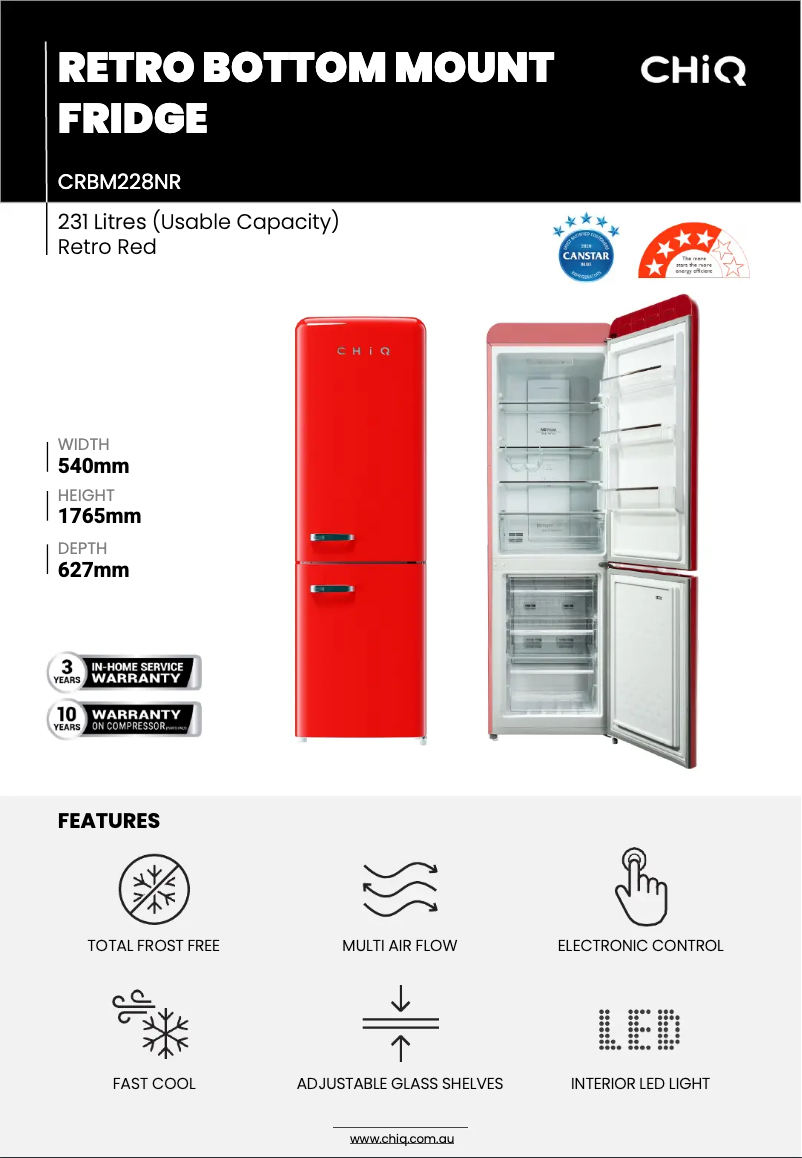 Página 1 del manual Ficha técnica CHiQ CRBM228NR