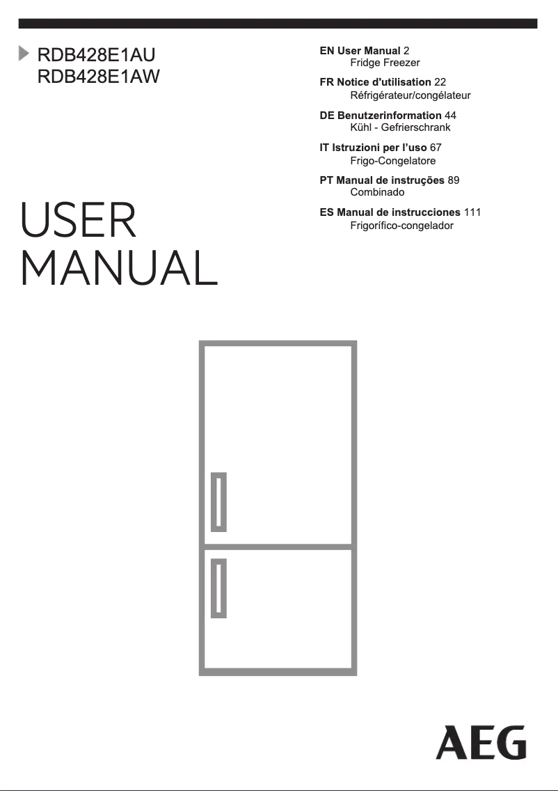 Page 1 de la notice Manuel utilisateur AEG RDB428E1AX