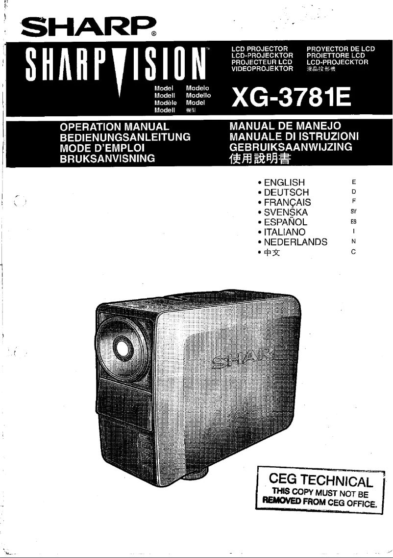 Page n°1 - Manuel utilisateur Sharp XG-3781E