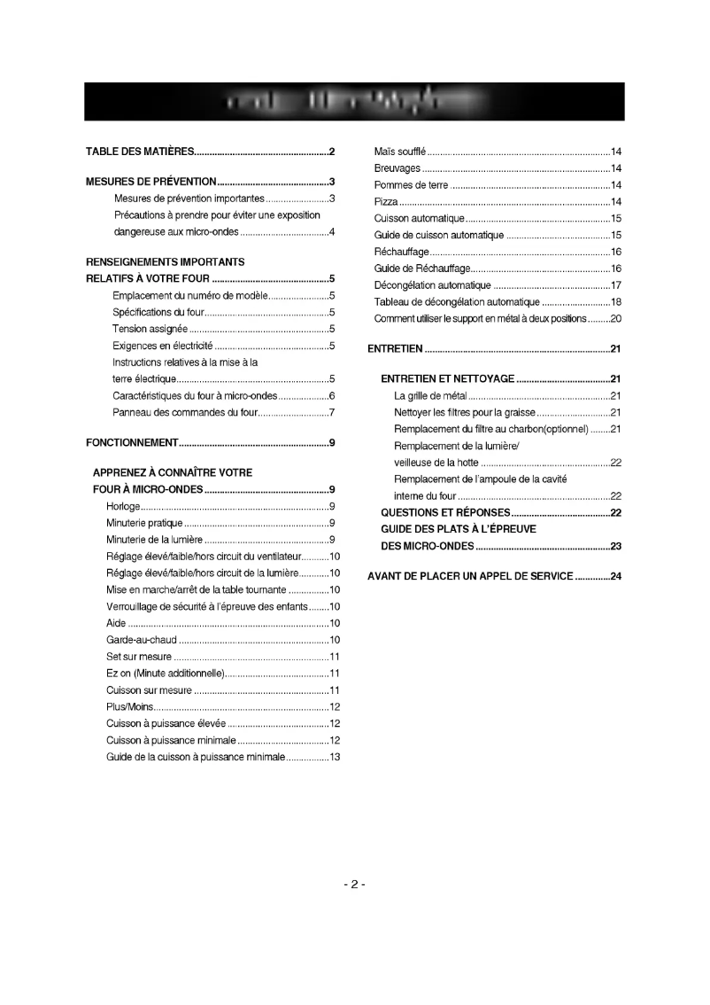 Page 1 de la notice Manuel utilisateur LG LMV-1920DB