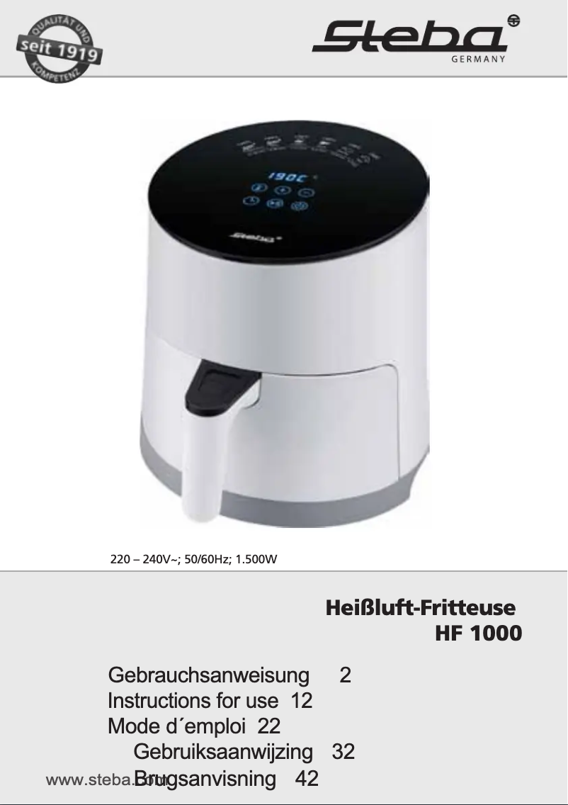 Page n°1 - Manuel utilisateur Steba HF 1000