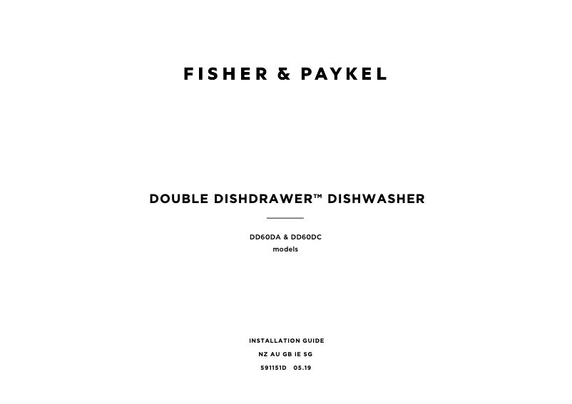 Page n°1 - Guide d'installation Fisher & Paykel DD60DCX9