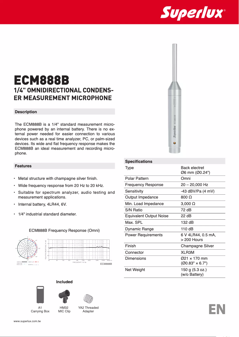 Page n°1 - Manuel utilisateur Superlux ECM888B