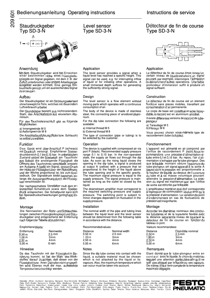 Page n°1 - Manuel utilisateur Festo SD-3-N