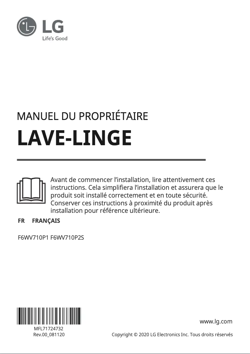 Image de la première page du manuel de l'appareil F6WV710P1
