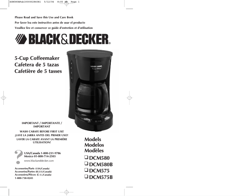 Page 1 de la notice Manuel utilisateur Black & Decker DCM575