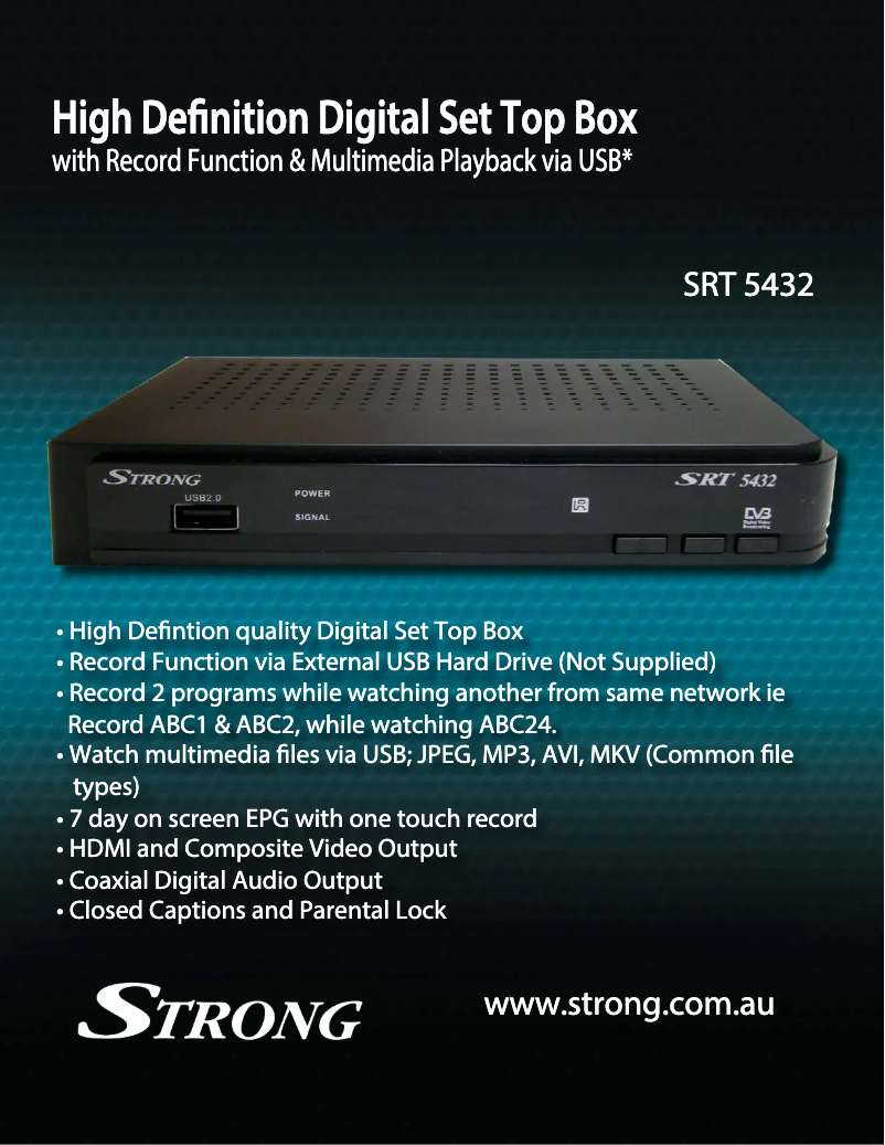 Page 1 de la notice Fiche technique Strong SRT 5432