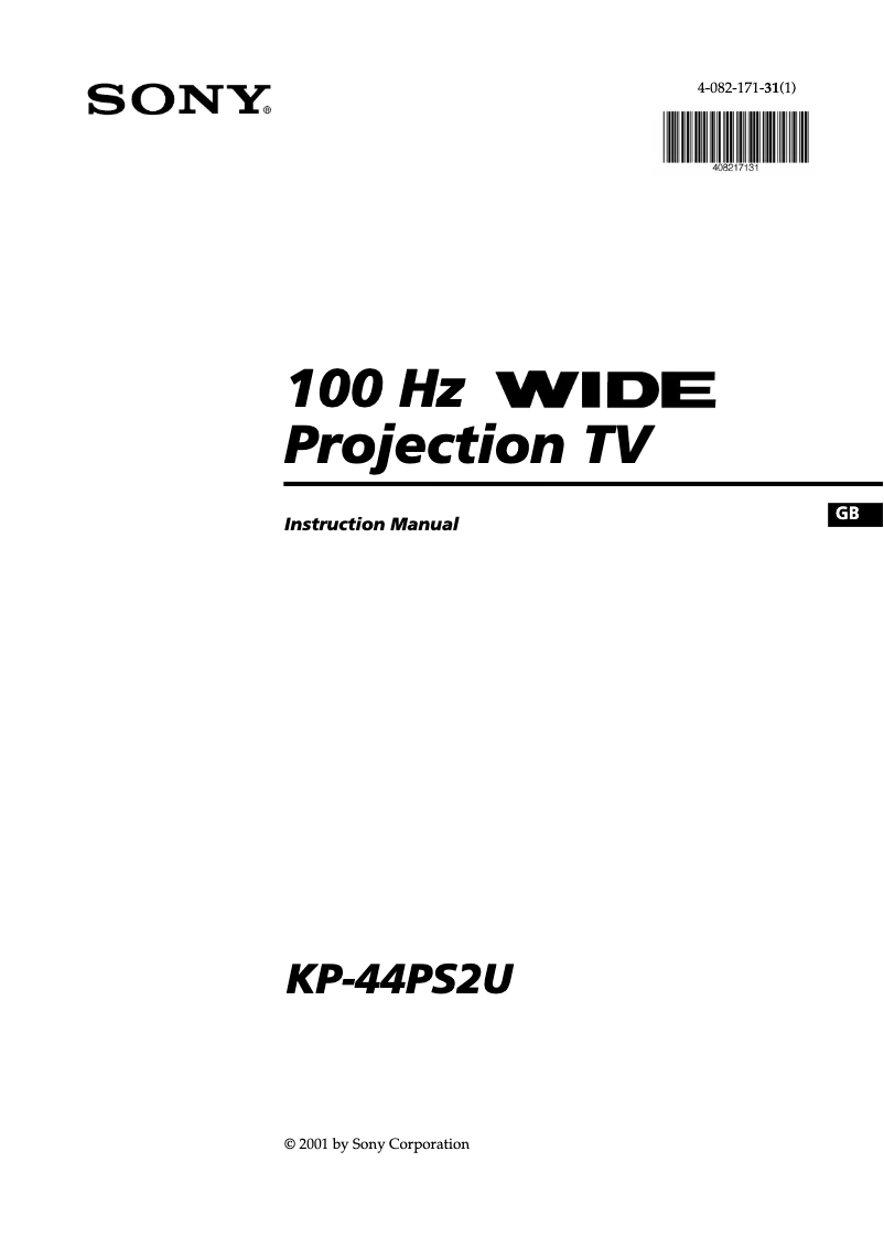 Page n°1 - Manuel utilisateur Sony KP-44PS2U