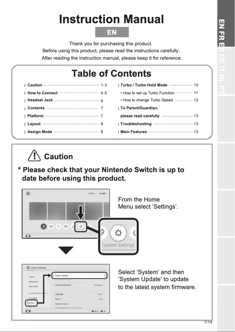 Image de la première page du manuel de l'appareil Split Pad Compact