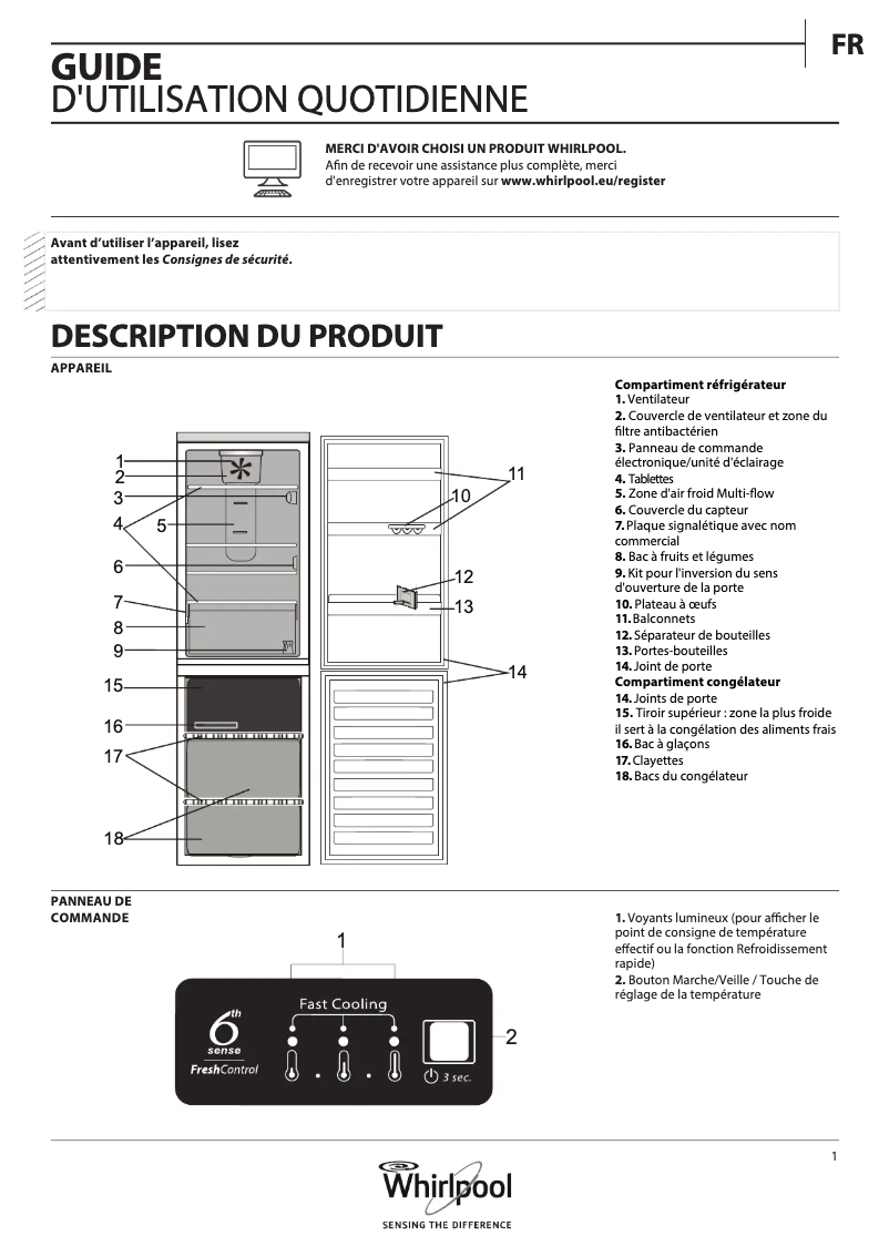 Page n°1 - Manuel utilisateur Whirlpool BSNF 8102