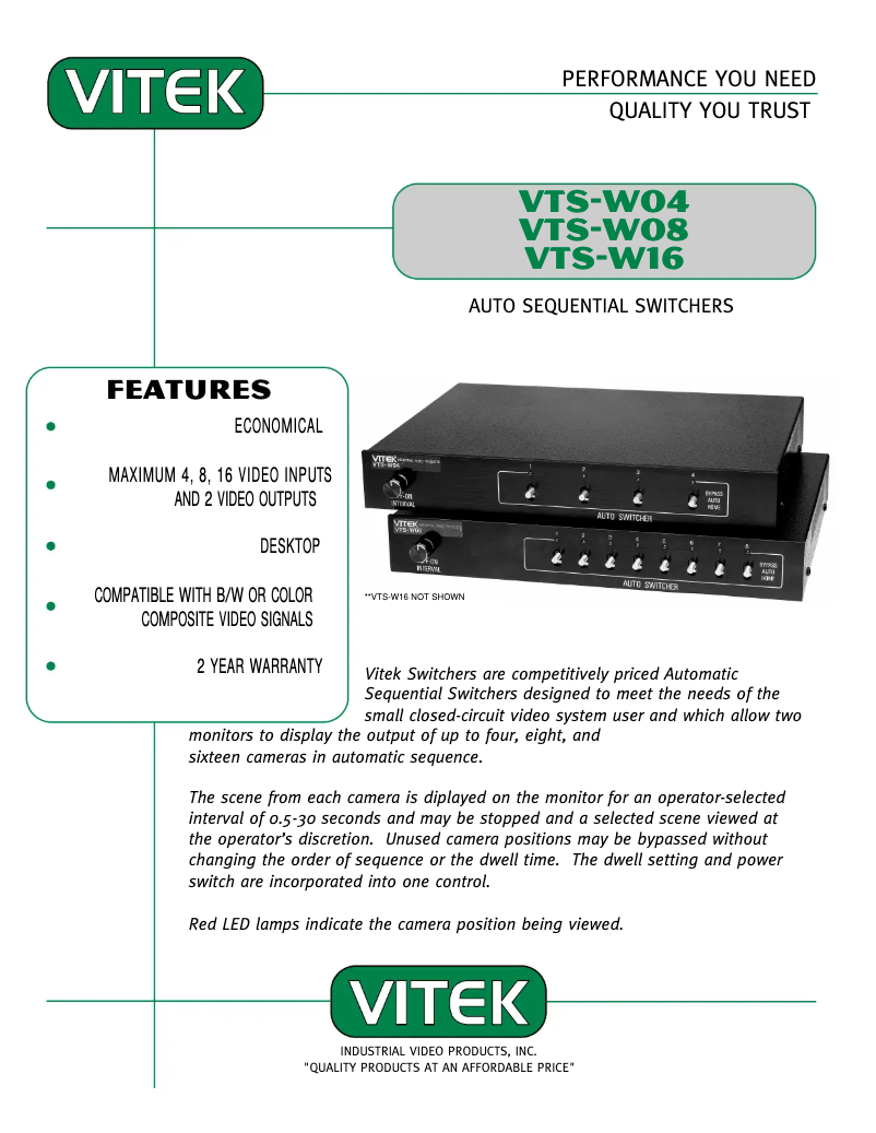 Image de la première page du manuel de l'appareil VTS-W08