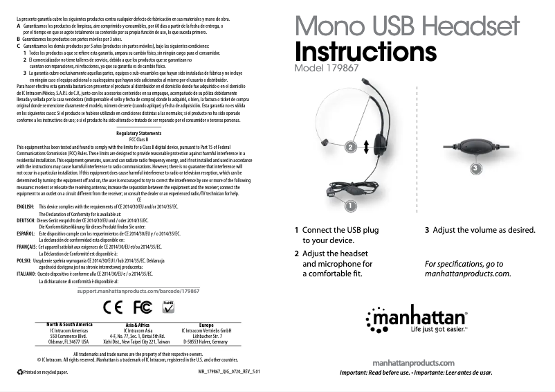 Image de la première page du manuel de l'appareil 179867