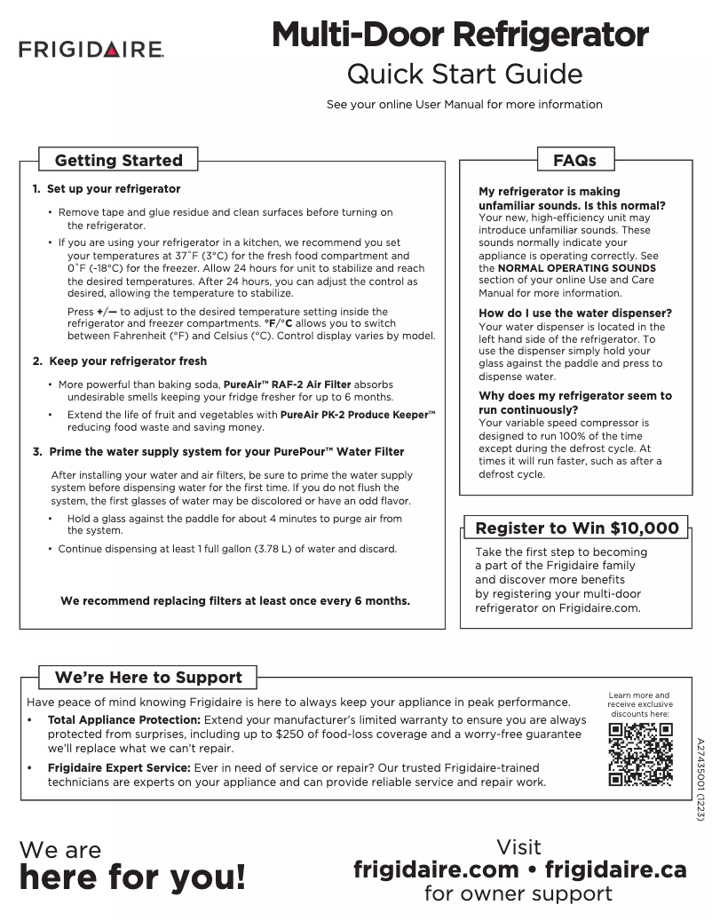 Page n°1 - Guide de démarrage rapide Frigidaire FRFC2323AS