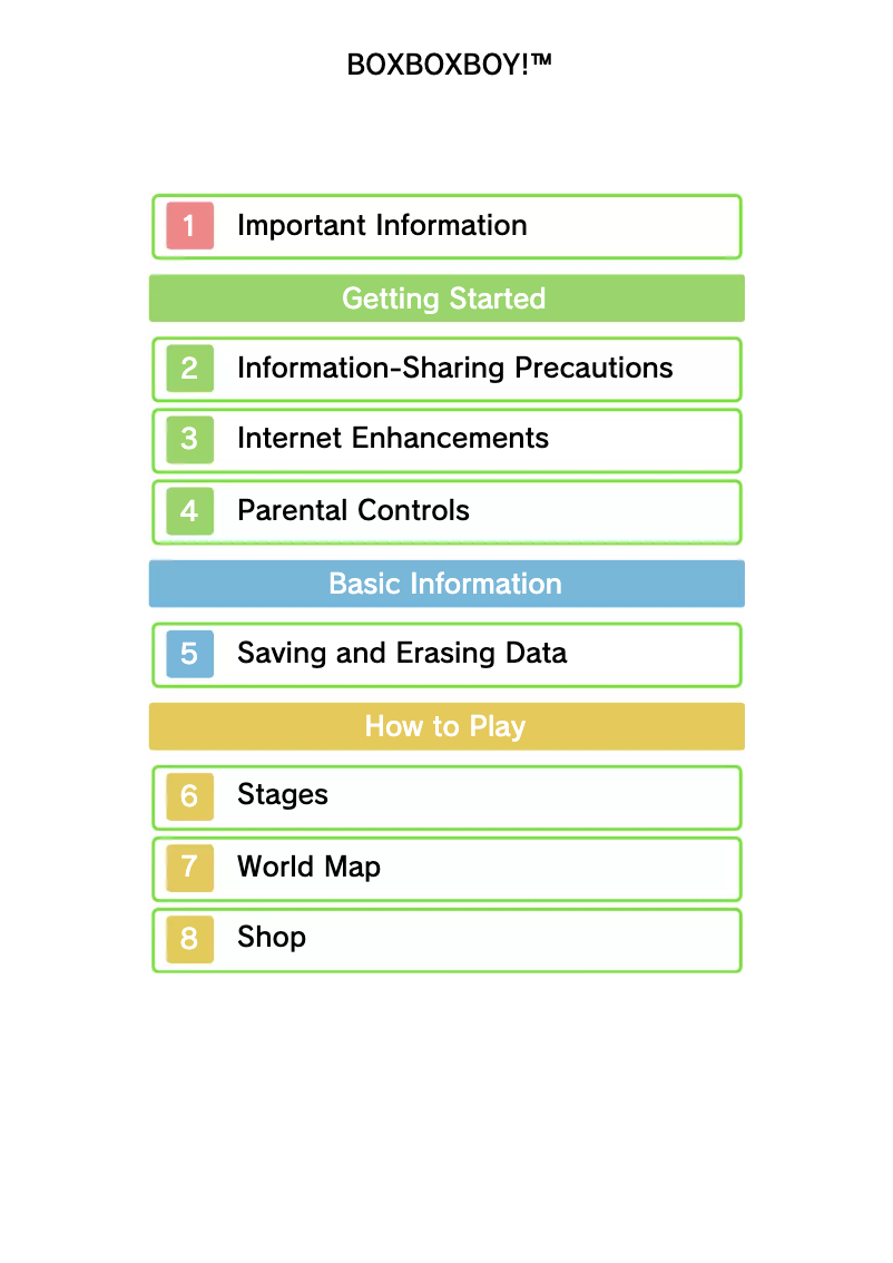 Page 1 de la notice Manuel utilisateur Nintendo BOXBOXBOY (3DS)