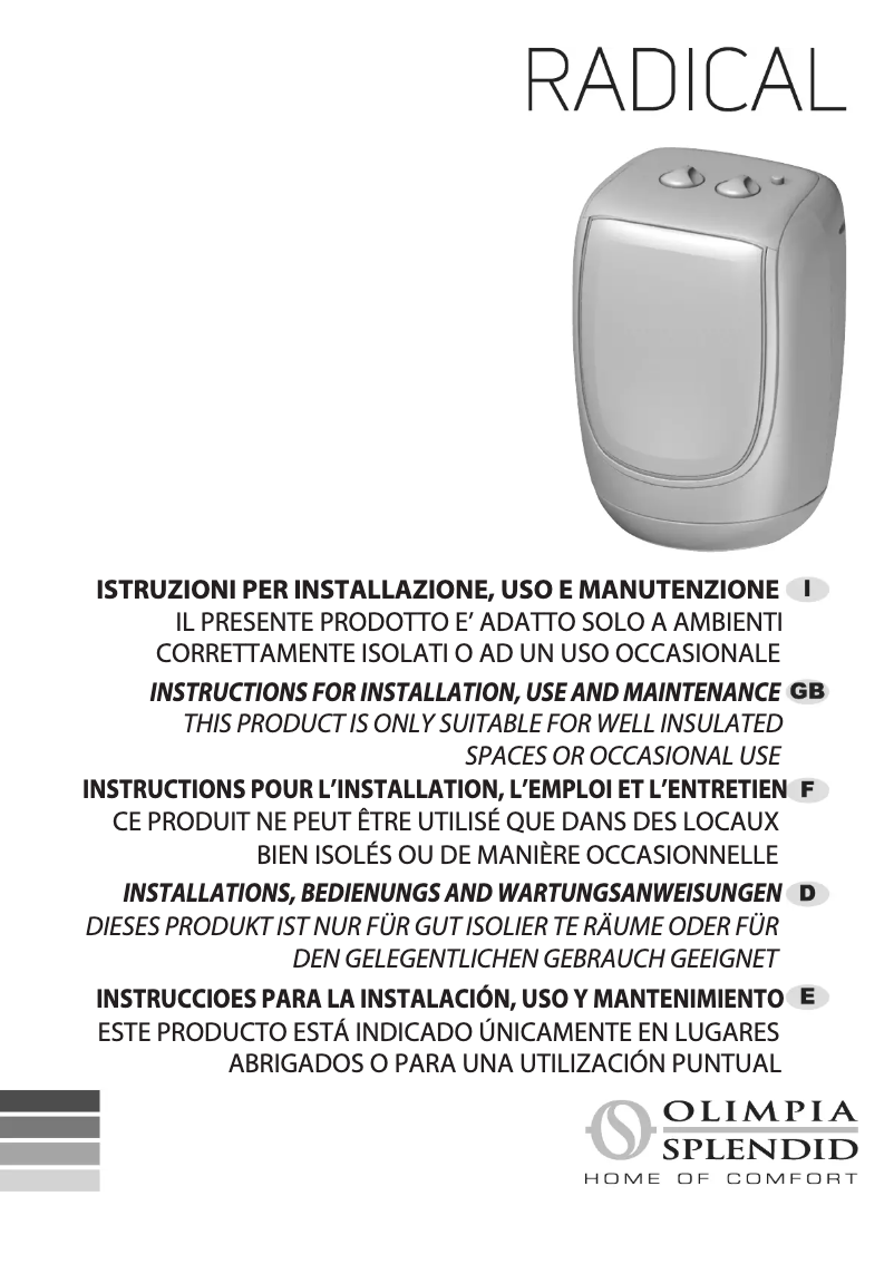Página 1 del manual Manual de instrucciones Olimpia Splendid Radical